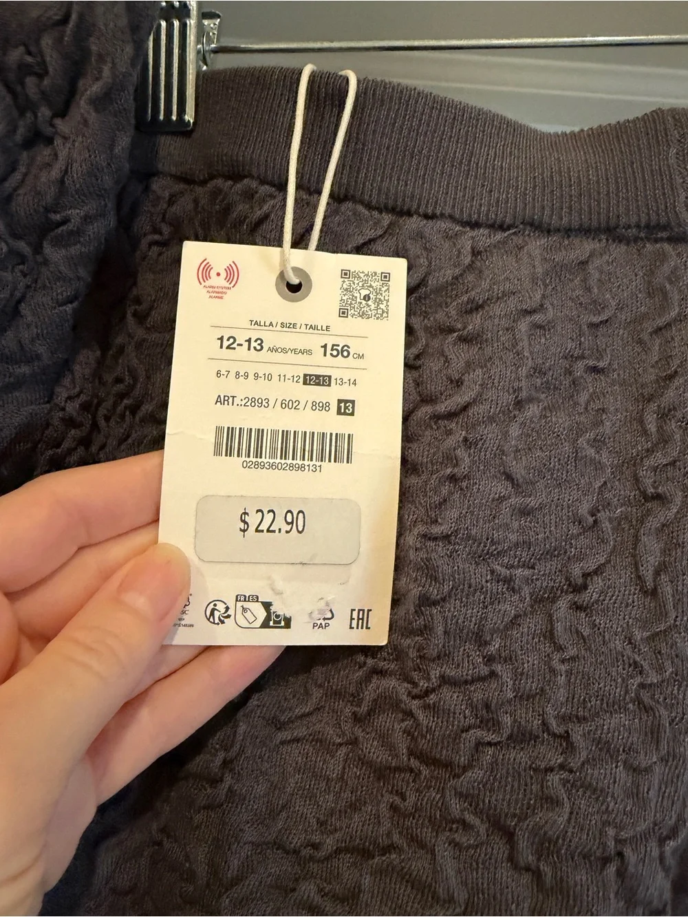 Zara Girls Charcoal Textured Lightweight Casual Short Set